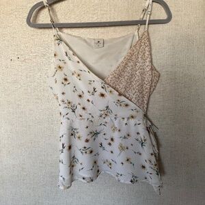 Paper Crane Floral Wrap Peplum Camisole Tank Top – Size Large